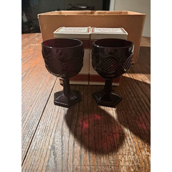 Vintage Avon 1982 1876 Cape Cod Ruby Red Water Goblets Set of 2 NOS w/ Box #3 - Picture 1 of 6